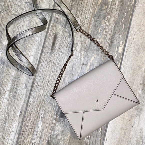 kate spade Handbags - Kate Spade Crossbody Chain Leather Gray Taupe